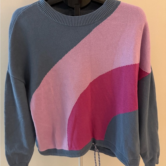 Lou & Grey Women’s 100% Cotton Blue and Pink Colorblock Sweater XL - Picture 2 of 5